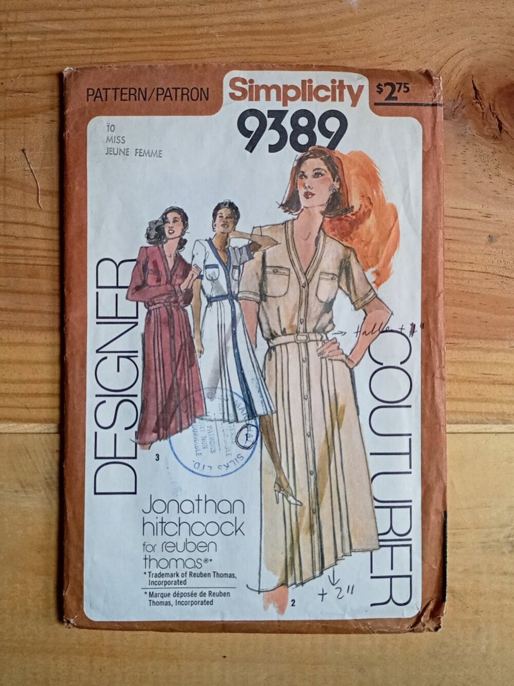 Simplicity 9389 – Patron vintage de robe designer - Taille 10 et taille 12